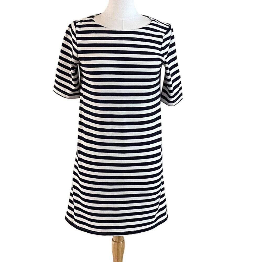 Faded Glory Navy Striped Short Sleeve T-Shirt Dress, Preppy, Coastal, M